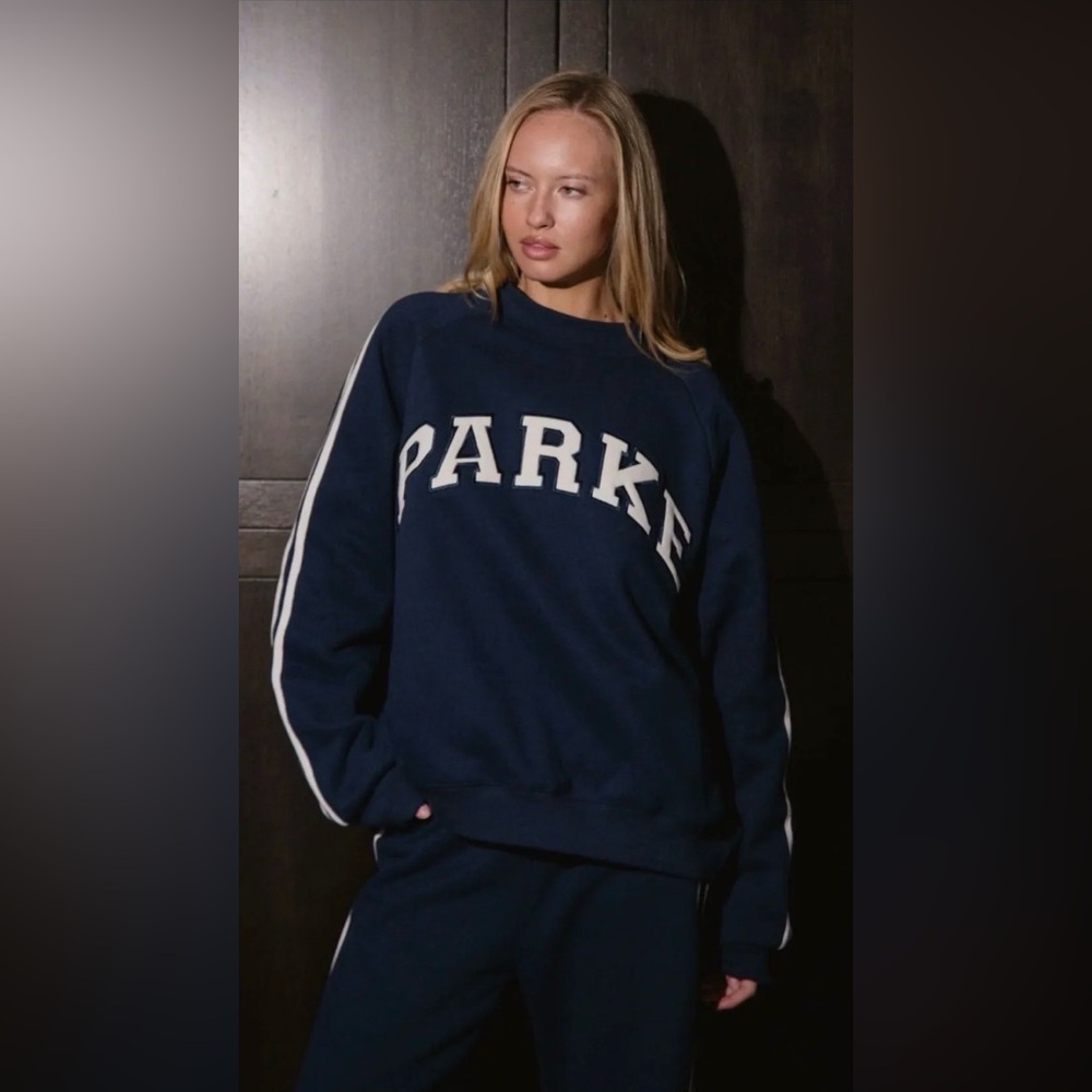 Parker Navy Crewneck Sweatshirt with White Lettering
